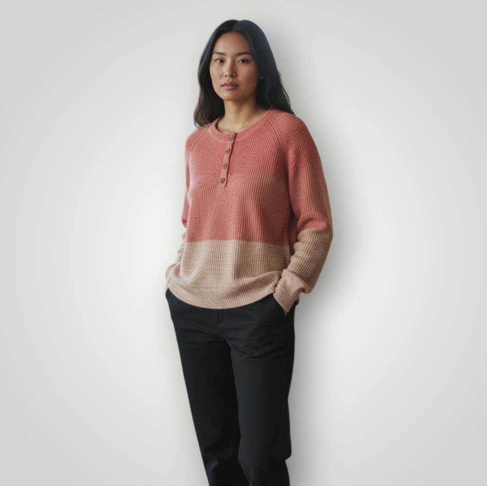 Sundance Sweater Womens L Colorblock Relaxed‎ Fit Chunky Knit Pattern Scoop-Neck